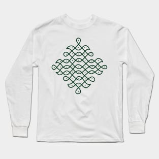 Dot Kolam, Green transparent Kolam, Muggu, rangoli Long Sleeve T-Shirt